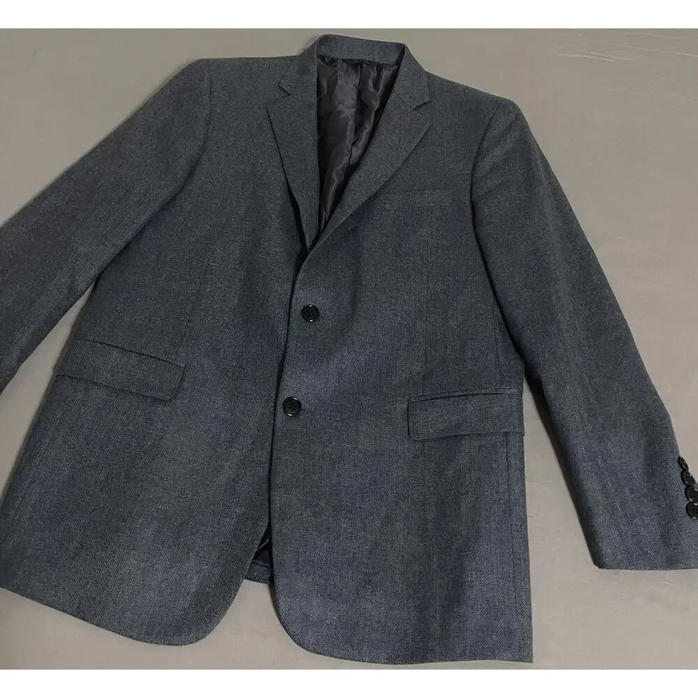 Brooks Brothers Regent Fit Tweed Wool Blazer 42R Blue Herringbone 2-Button